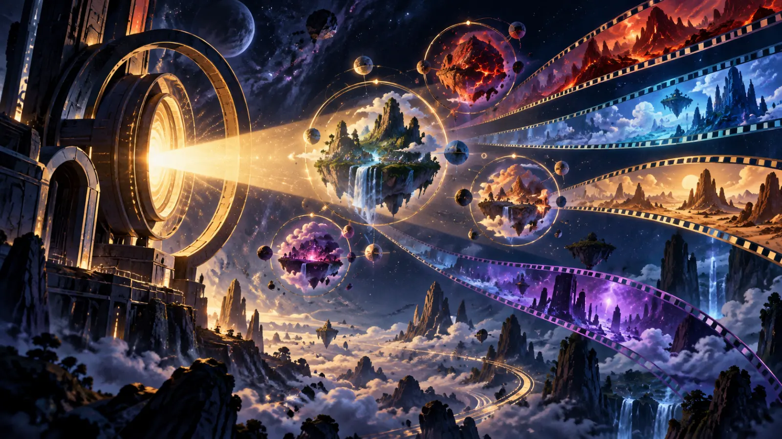 Abstract cinema illustration representing Dragon Ball theatrical side stories