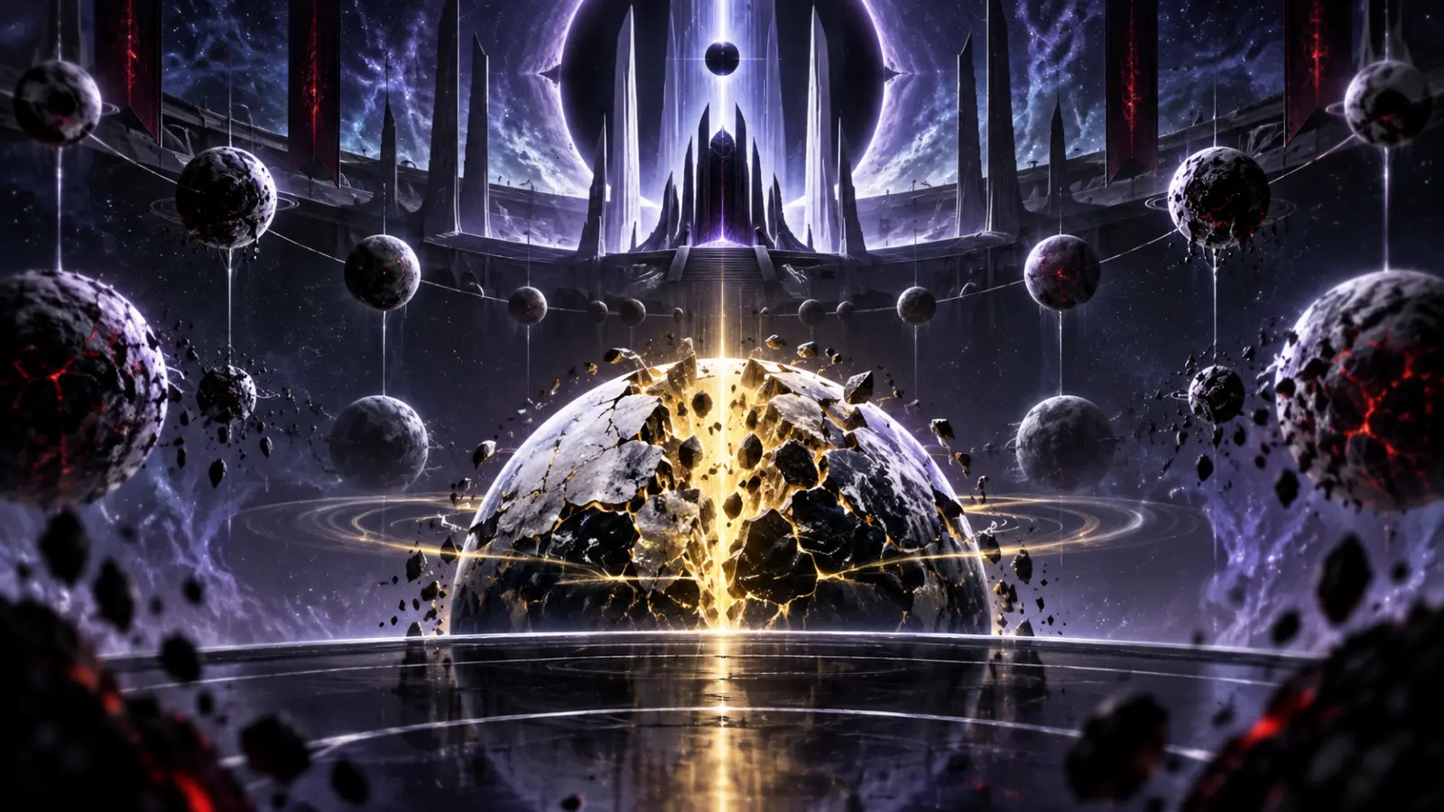 Abstract imperial space illustration representing Frieza's control and fear