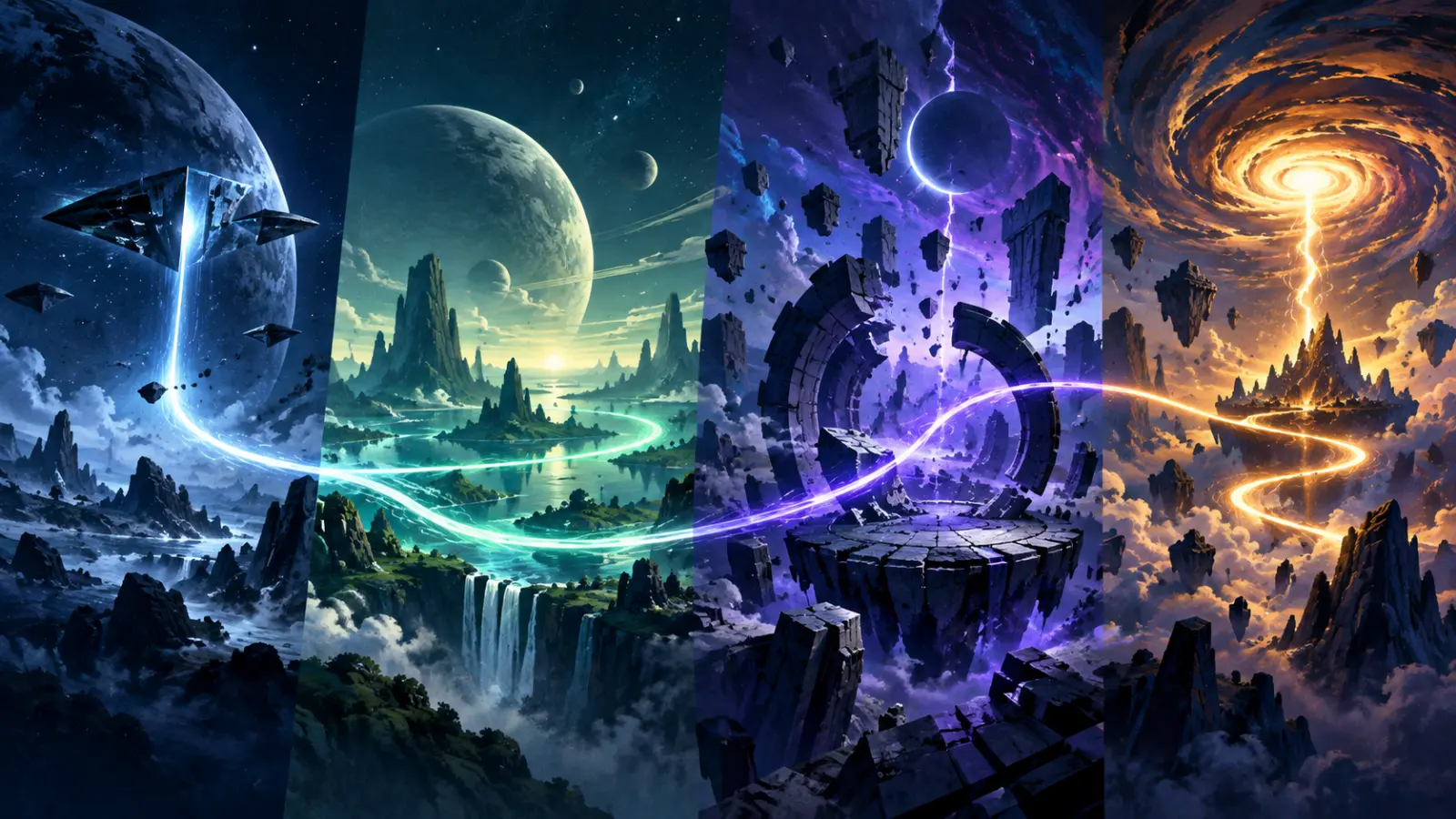 Abstract illustrated timeline of the major Dragon Ball Z sagas