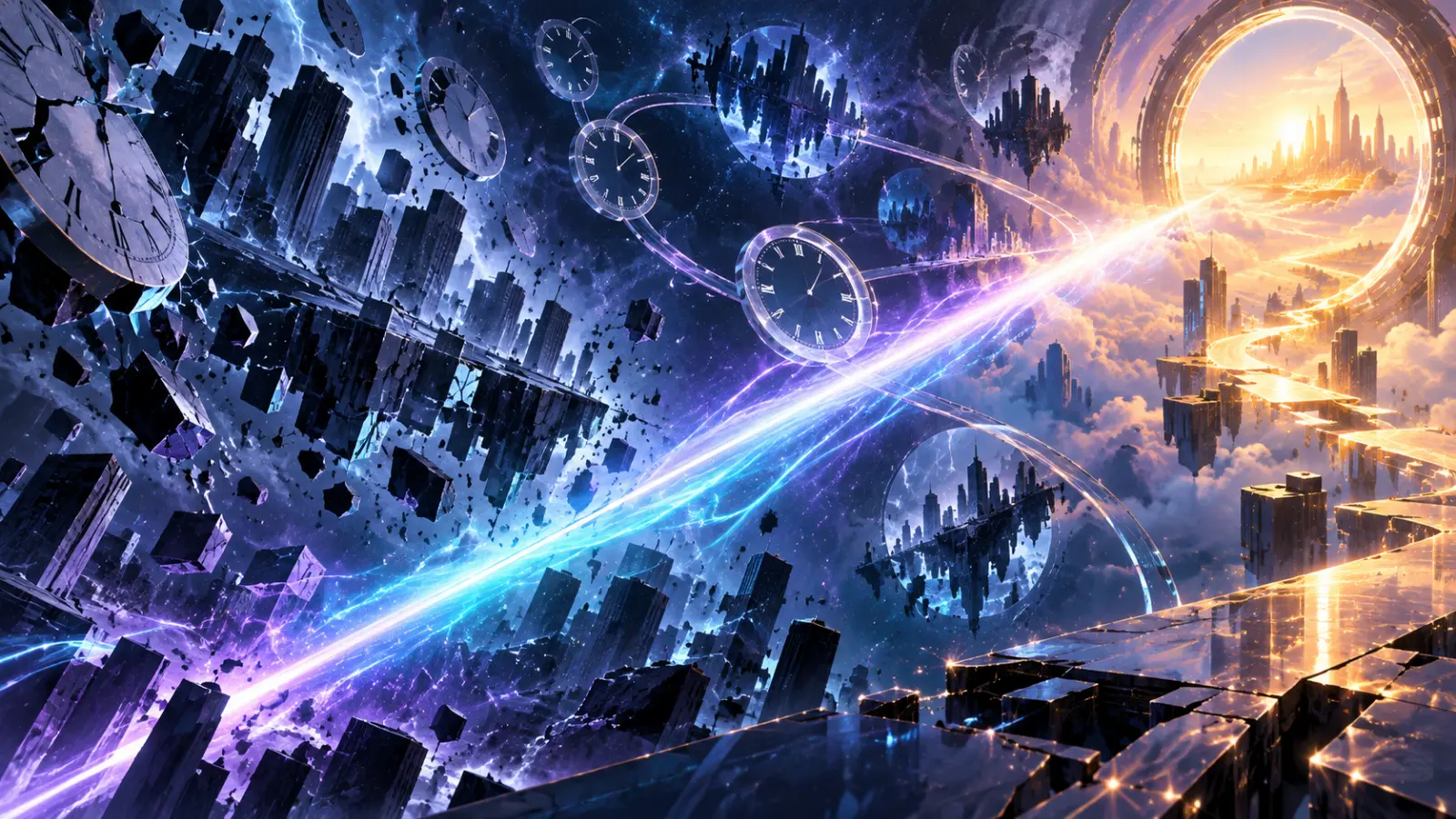 Abstract time-path illustration representing Trunks and a fractured future